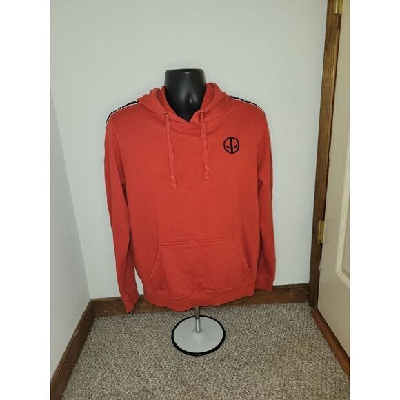 Marvel Deadpool Mens Hoodie Sweatshirt Bioworld Striped Merc With A Mouth Size M - Picture 1 of 7